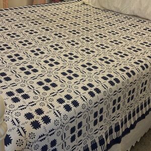 Bates Blue and White Reversible Bedspread 75 x 102. See pics.